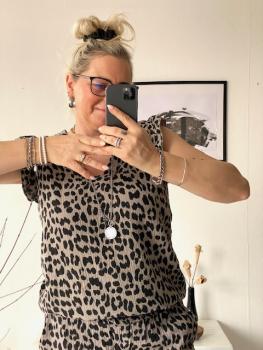 Musselin Top - Taube/Leo