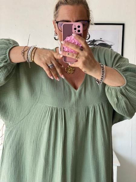 "Hertha" Musselin-Kleid Matcha